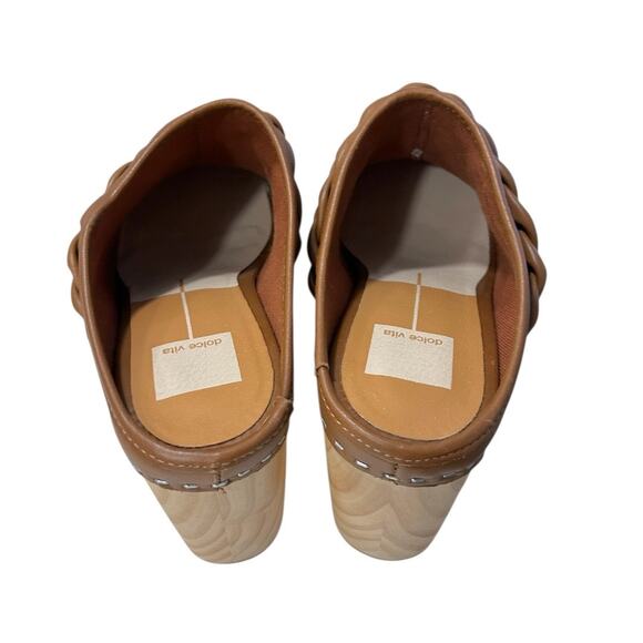 Dolce Vita Hila Leather Platform Clogs Women’s 9 Brown Wooden Block Heel NEW - Picture 8 of 9